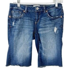Aeropostale Denim Shorts Size 5/6 Blue Bermuda‎ Inseam 10.5" Distressed